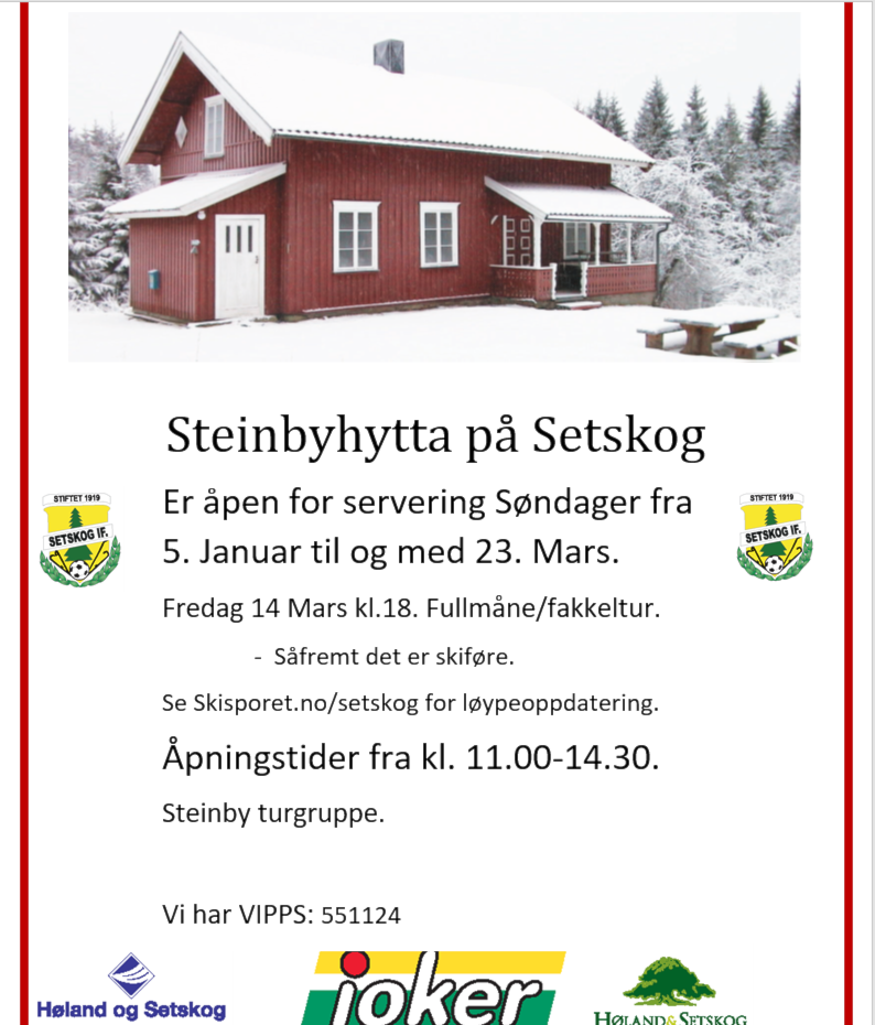 Steinby åpnet på søndag!